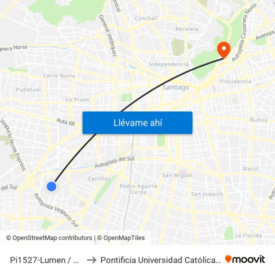 Pi1527-Lumen / Esq. Primo De Rivera to Pontificia Universidad Católica De Chile - Campus Lo Contador map