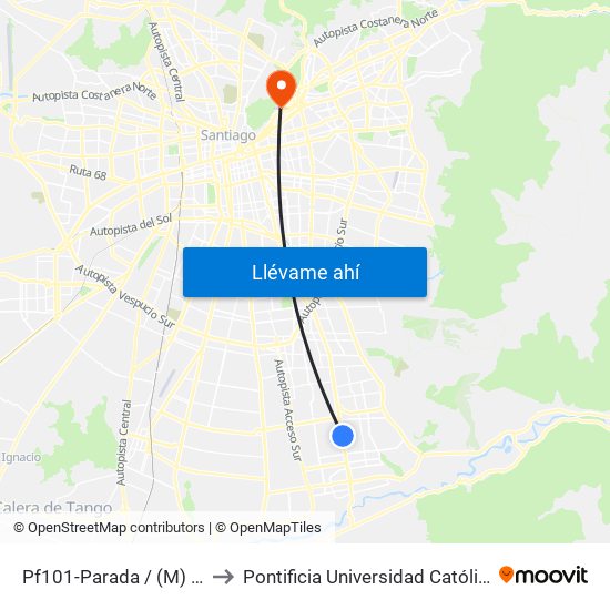 Pf101-Parada / (M) Protectora De La Infancia to Pontificia Universidad Católica De Chile - Campus Lo Contador map