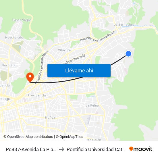 Pc837-Avenida La Plaza / Esq. Sn. Francisco De Asís to Pontificia Universidad Católica De Chile - Campus Lo Contador map