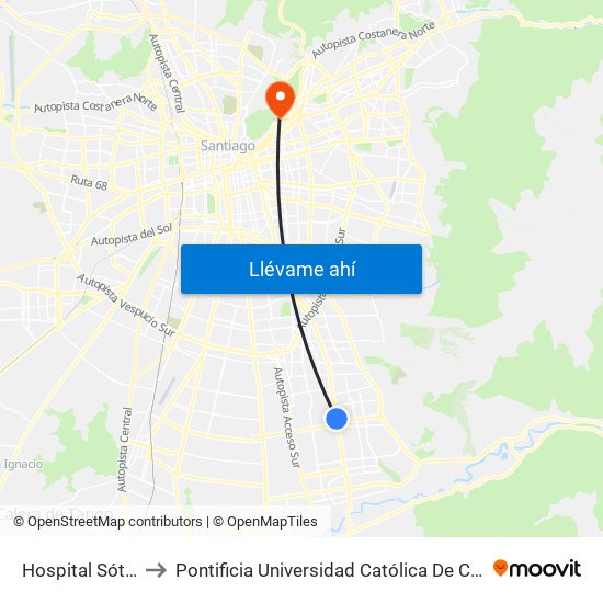 Hospital Sótero Del Río to Pontificia Universidad Católica De Chile - Campus Lo Contador map
