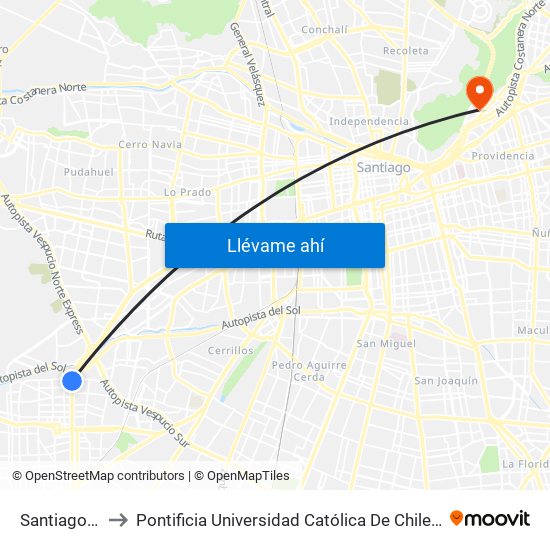 Santiago Bueras to Pontificia Universidad Católica De Chile - Campus Lo Contador map
