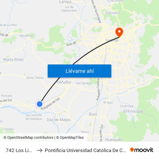 742 Los Libertadores to Pontificia Universidad Católica De Chile - Campus Lo Contador map