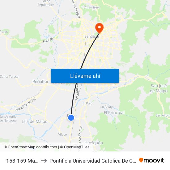 153-159 Manuel Montt to Pontificia Universidad Católica De Chile - Campus Lo Contador map