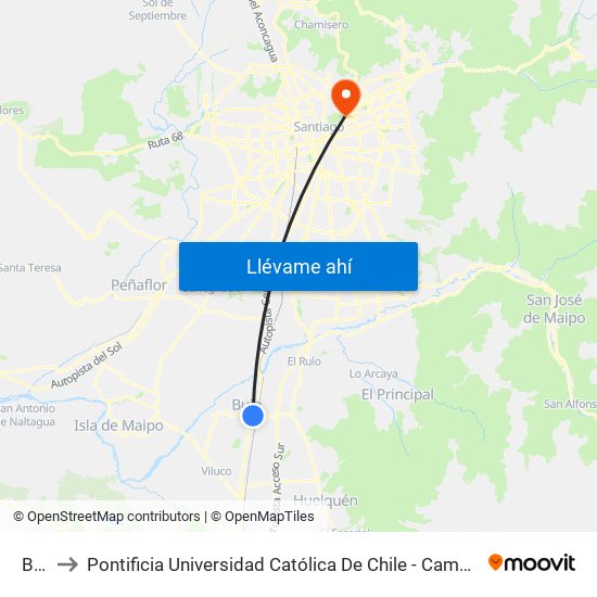 Buin to Pontificia Universidad Católica De Chile - Campus Lo Contador map