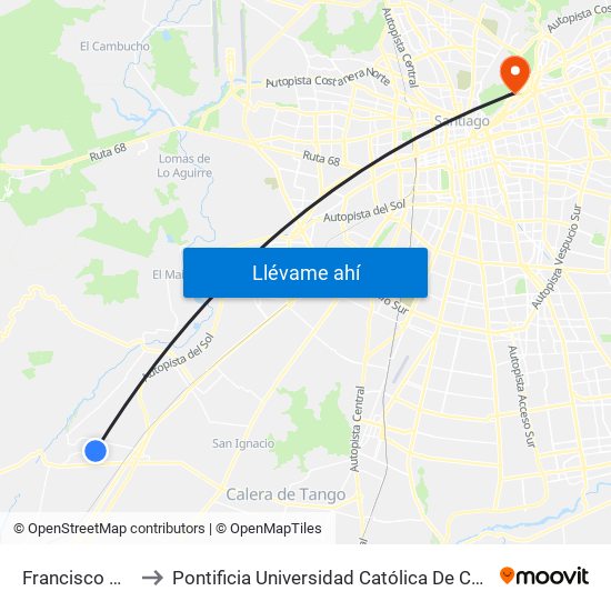Francisco Bilbao, 551 to Pontificia Universidad Católica De Chile - Campus Lo Contador map