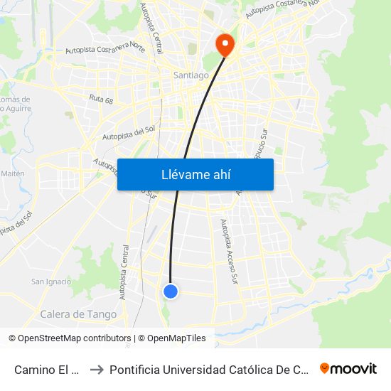 Camino El Mariscal, 1 to Pontificia Universidad Católica De Chile - Campus Lo Contador map