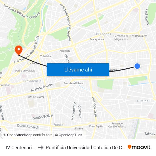 IV Centenario / Fleming to Pontificia Universidad Católica De Chile - Campus Lo Contador map