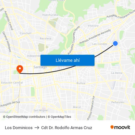 Los Dominicos to Cdt Dr. Rodolfo Armas Cruz map