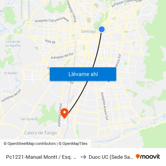 Pc1221-Manuel Montt / Esq. Nueva Providencia to Duoc UC (Sede San Bernardo) map