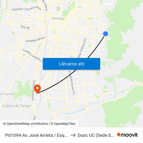 Pd1094-Av. José Arrieta / Esq. Pasaje José Arrieta to Duoc UC (Sede San Bernardo) map