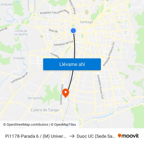 Pi1178-Parada 6 / (M) Universidad De Santiago to Duoc UC (Sede San Bernardo) map