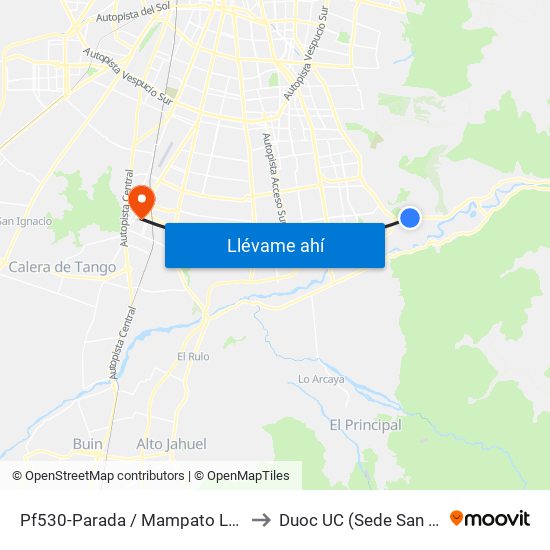 Pf530-Parada / Mampato Las Viscachas to Duoc UC (Sede San Bernardo) map