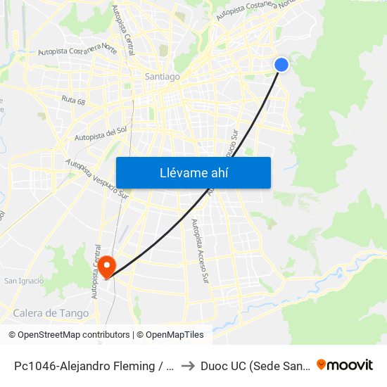 Pc1046-Alejandro Fleming / Esq. Totoralillo to Duoc UC (Sede San Bernardo) map