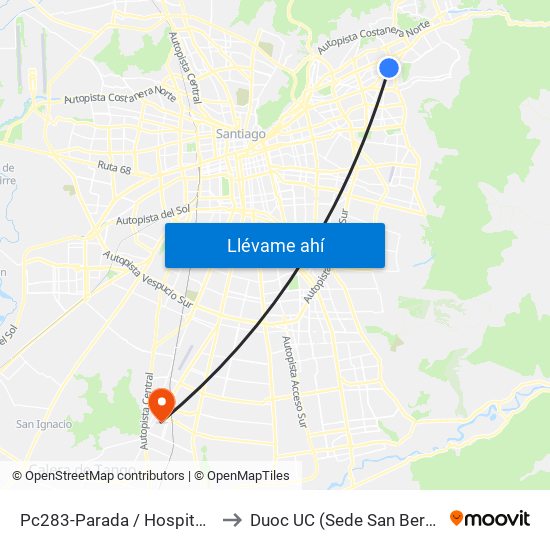 Pc283-Parada / Hospital Fach to Duoc UC (Sede San Bernardo) map