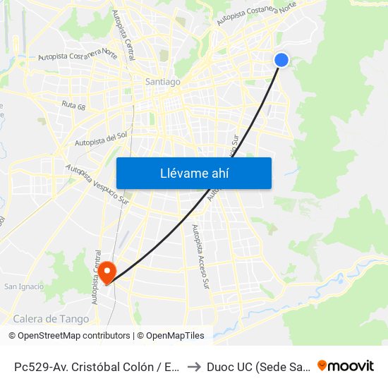 Pc529-Av. Cristóbal Colón / Esq. Av. Paul Harris to Duoc UC (Sede San Bernardo) map