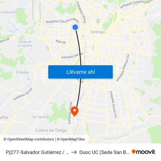 Pj277-Salvador Gutiérrez / Esq. Radal to Duoc UC (Sede San Bernardo) map