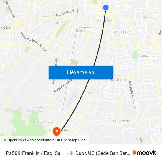 Pa509-Franklin / Esq. San Diego to Duoc UC (Sede San Bernardo) map