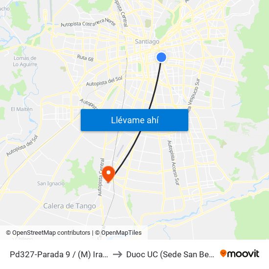 Pd327-Parada 9 / (M) Irarrázaval to Duoc UC (Sede San Bernardo) map