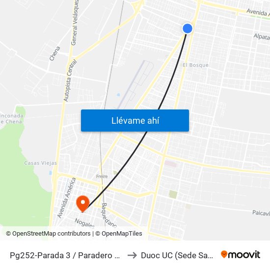 Pg252-Parada 3 / Paradero 28 Gran Avenida to Duoc UC (Sede San Bernardo) map