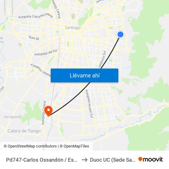 Pd747-Carlos Ossandón / Esq. Simon González to Duoc UC (Sede San Bernardo) map