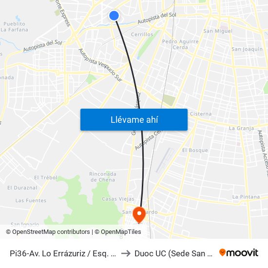 Pi36-Av. Lo Errázuriz / Esq. Los Metales to Duoc UC (Sede San Bernardo) map