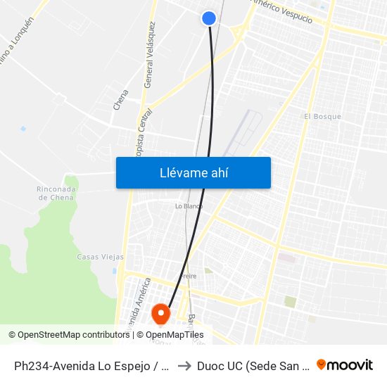 Ph234-Avenida Lo Espejo / Esq. La Divisa to Duoc UC (Sede San Bernardo) map