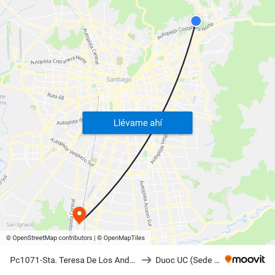 Pc1071-Sta. Teresa De Los Andes / Esq. Raimundo Larraín to Duoc UC (Sede San Bernardo) map
