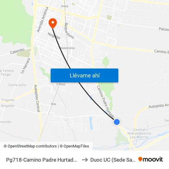 Pg718-Camino Padre Hurtado / Esq. San Adolfo to Duoc UC (Sede San Bernardo) map