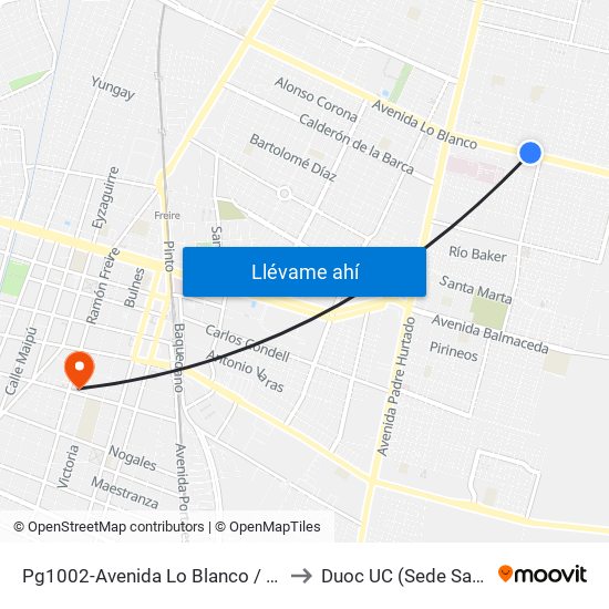 Pg1002-Avenida Lo Blanco / Esq. Las Quintas to Duoc UC (Sede San Bernardo) map