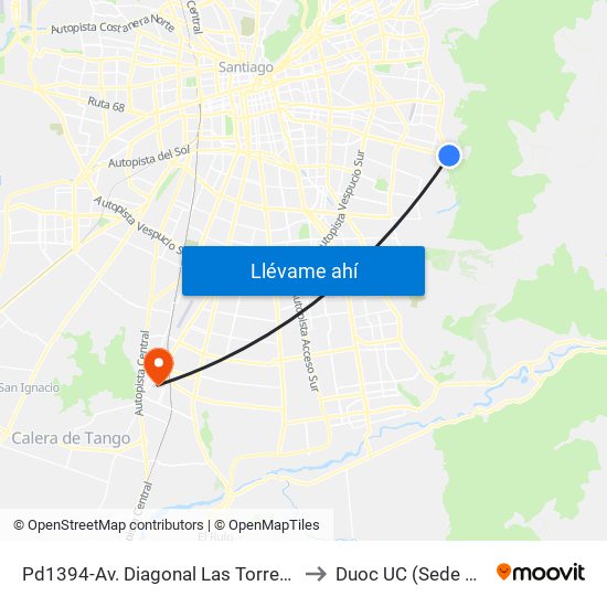 Pd1394-Av. Diagonal Las Torres / Esq. Avenida Grecia to Duoc UC (Sede San Bernardo) map