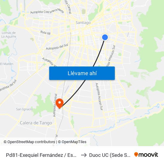 Pd81-Exequiel Fernández / Esq. Juan Gomez Millas to Duoc UC (Sede San Bernardo) map