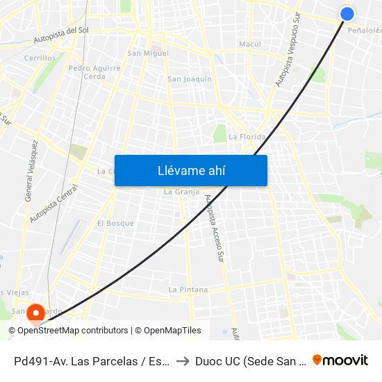 Pd491-Av. Las Parcelas / Esq. Pasaje 445 to Duoc UC (Sede San Bernardo) map