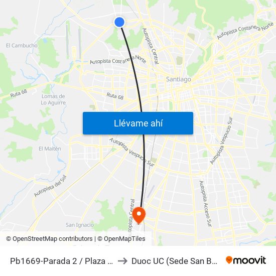 Pb1669-Parada 2 / Plaza Quilicura to Duoc UC (Sede San Bernardo) map