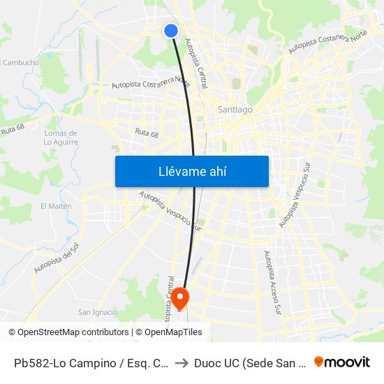 Pb582-Lo Campino / Esq. Carampangue to Duoc UC (Sede San Bernardo) map