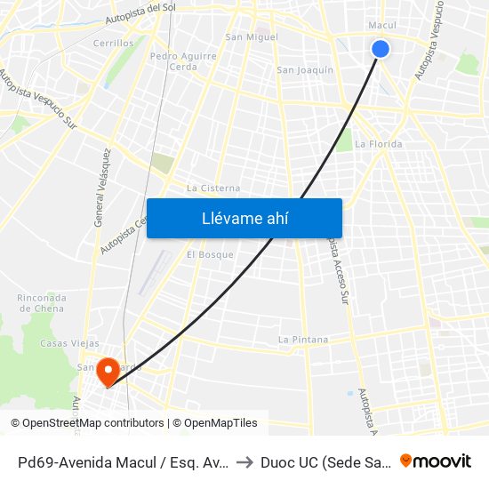 Pd69-Avenida Macul / Esq. Av. Escuela Agrícola to Duoc UC (Sede San Bernardo) map