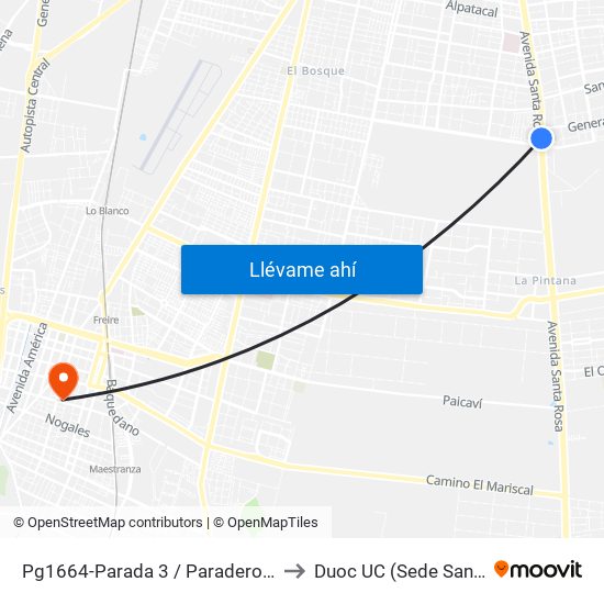 Pg1664-Parada 3 / Paradero 31 Santa Rosa to Duoc UC (Sede San Bernardo) map