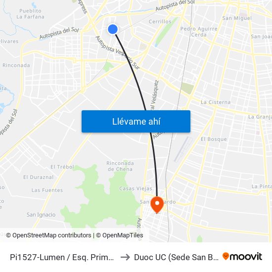 Pi1527-Lumen / Esq. Primo De Rivera to Duoc UC (Sede San Bernardo) map