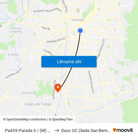 Pa439-Parada 5 / (M) Matta to Duoc UC (Sede San Bernardo) map