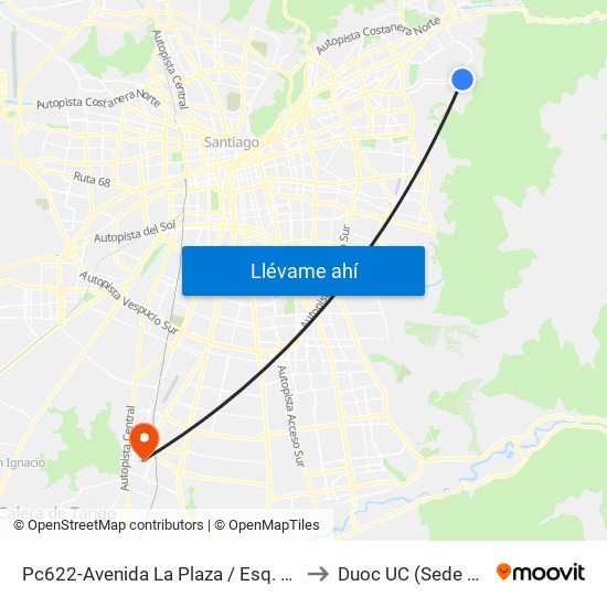 Pc622-Avenida La Plaza / Esq. Av. Mons. A. Del Portillo to Duoc UC (Sede San Bernardo) map