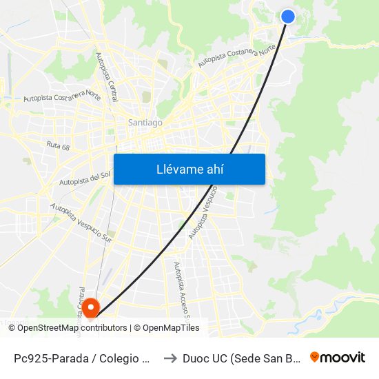 Pc925-Parada / Colegio Mayflower to Duoc UC (Sede San Bernardo) map