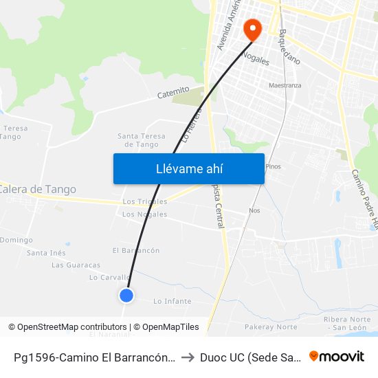 Pg1596-Camino El Barrancón / Esq. Lo Infante to Duoc UC (Sede San Bernardo) map
