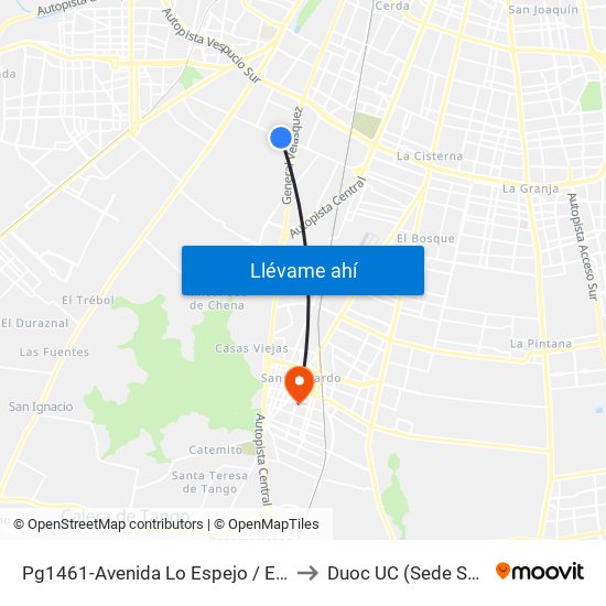Pg1461-Avenida Lo Espejo / Esq. Altura Del 2700 to Duoc UC (Sede San Bernardo) map