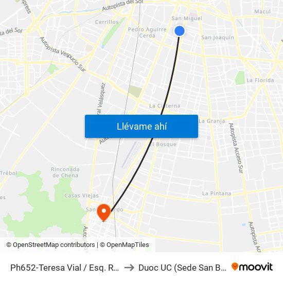 Ph652-Teresa Vial / Esq. Rey Alberto to Duoc UC (Sede San Bernardo) map