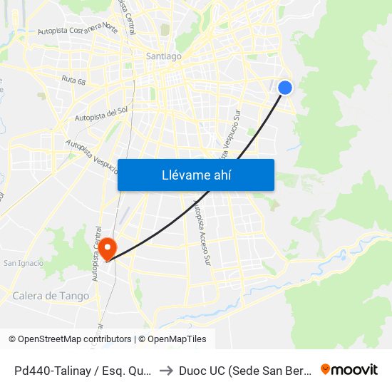 Pd440-Talinay / Esq. Quillagua to Duoc UC (Sede San Bernardo) map