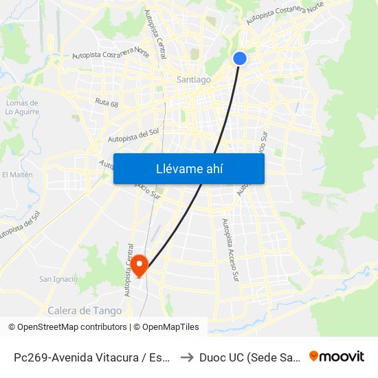 Pc269-Avenida Vitacura / Esq. Encomenderos to Duoc UC (Sede San Bernardo) map