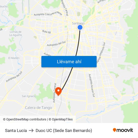 Santa Lucía to Duoc UC (Sede San Bernardo) map