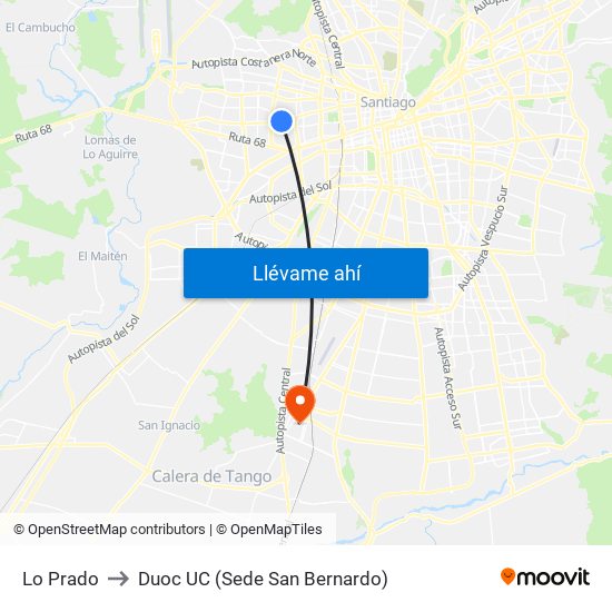 Lo Prado to Duoc UC (Sede San Bernardo) map