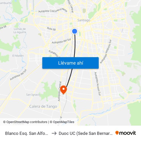 Blanco Esq. San Alfonso to Duoc UC (Sede San Bernardo) map