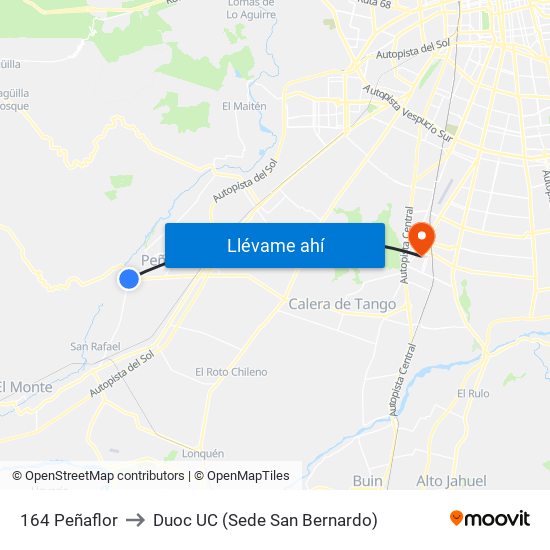 164 Peñaflor to Duoc UC (Sede San Bernardo) map
