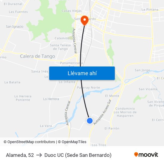 Alameda, 52 to Duoc UC (Sede San Bernardo) map